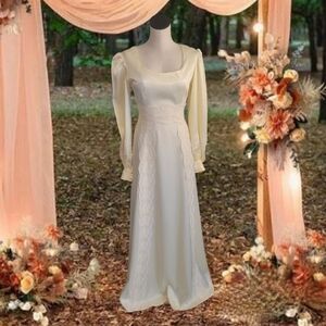 Vintage Satin Cream Formal Dress
